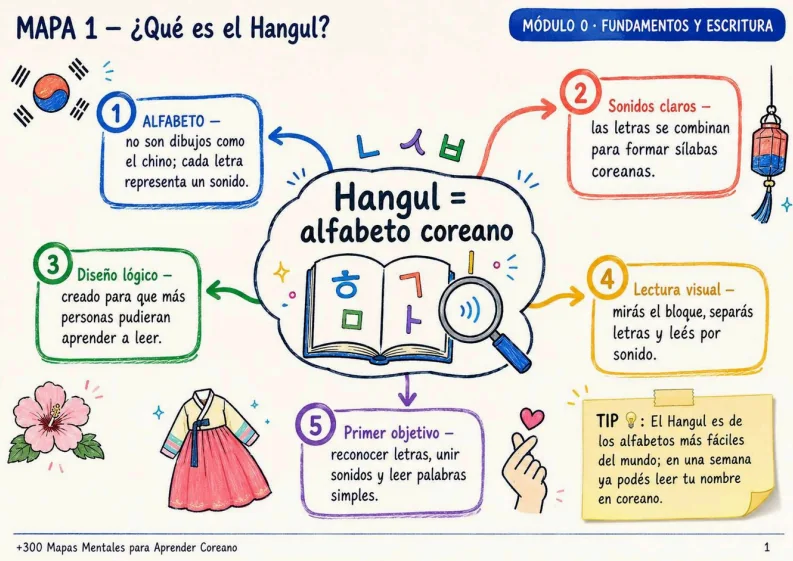 Mapa mental: qué es el Hangul, el alfabeto coreano